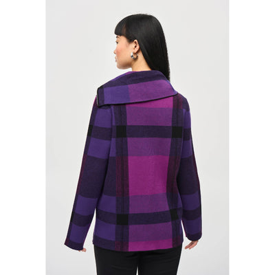 Plaid Jacquard Cowl Neck Sweater