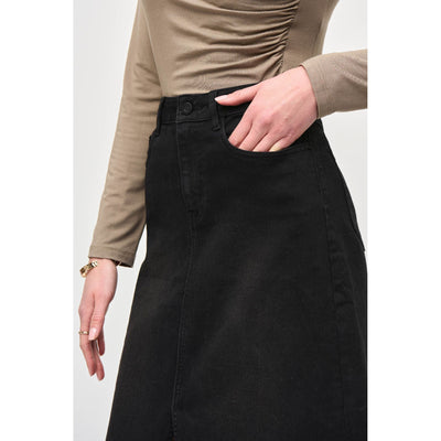 Denim Front Slit Midi Skirt