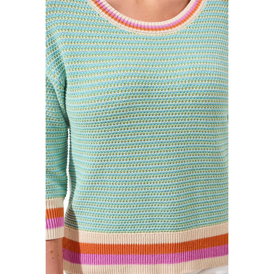 Scoop Neck Cotton Stripe Sweater