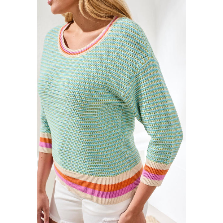 Scoop Neck Cotton Stripe Sweater