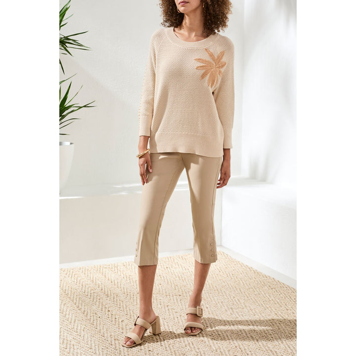 3/4 Sleeve Sweater w/ Embroidery