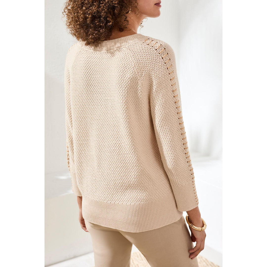 3/4 Sleeve Sweater w/ Embroidery