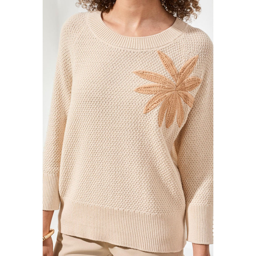 3/4 Sleeve Sweater w/ Embroidery