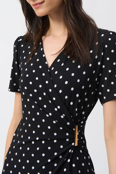 Silky Knit Dot Print Wrap Culotte Jumpsuit