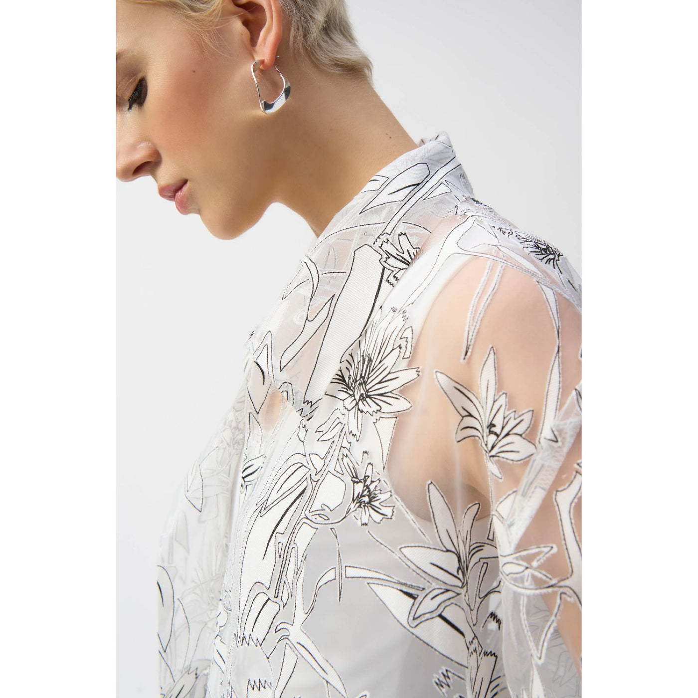 Organza Floral Print Boxy Cover-Up