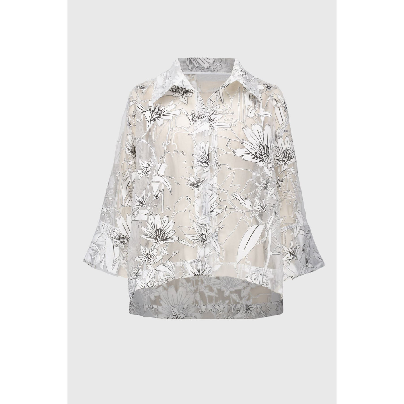 Organza Floral Print Boxy Cover-Up