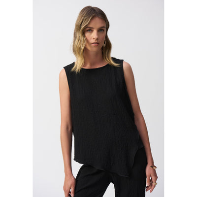 Seersucker Asymmetrical Sleeveless Top