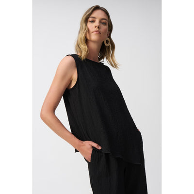 Seersucker Asymmetrical Sleeveless Top