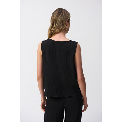 Seersucker Asymmetrical Sleeveless Top