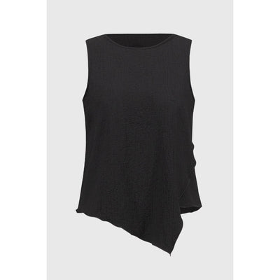 Seersucker Asymmetrical Sleeveless Top