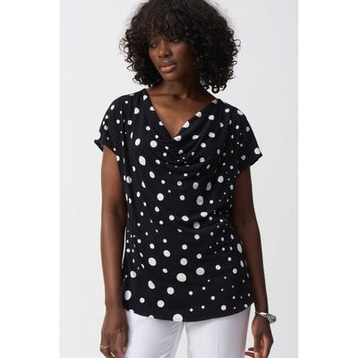 Silky Knit Dot Print Short Sleeve Top