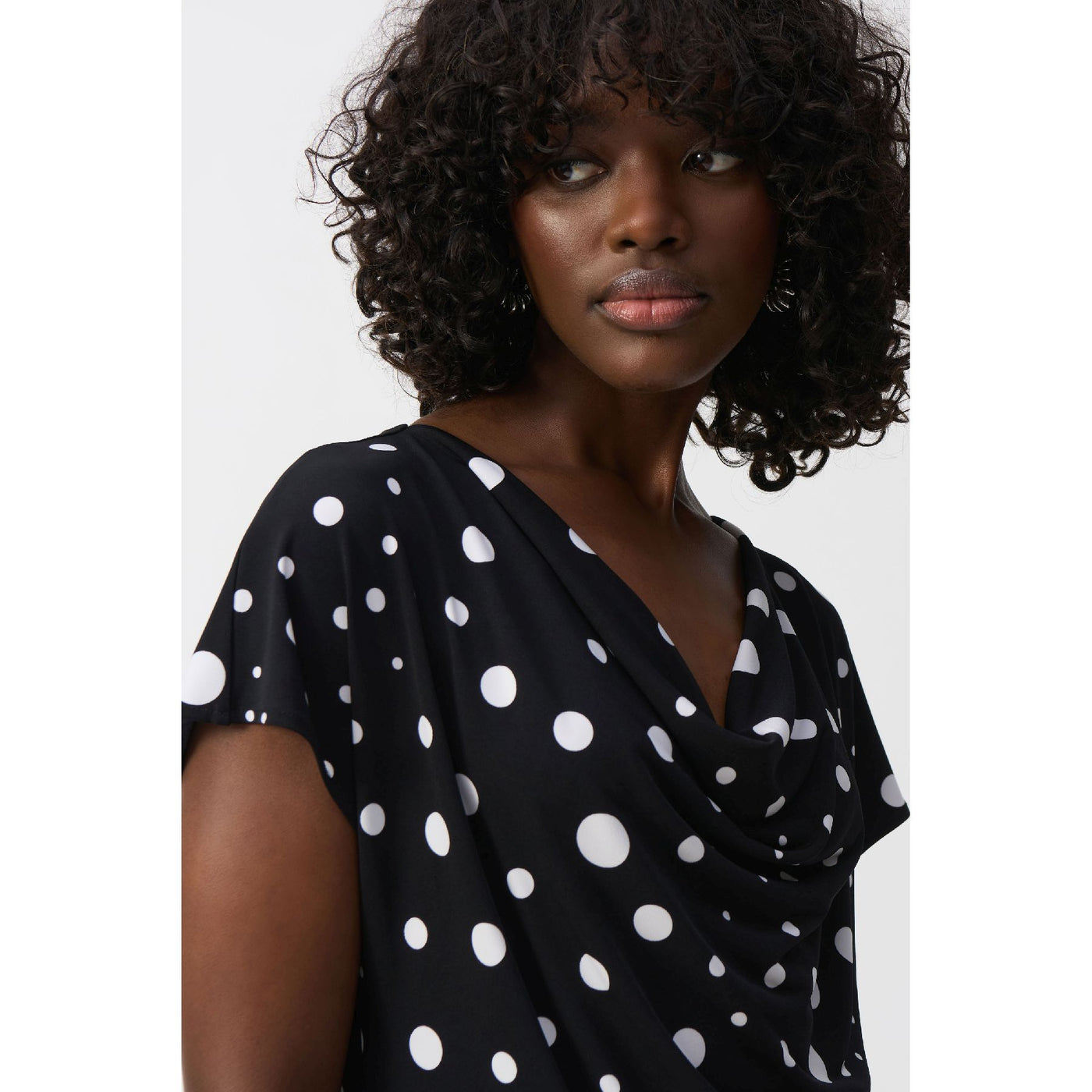 Silky Knit Dot Print Short Sleeve Top