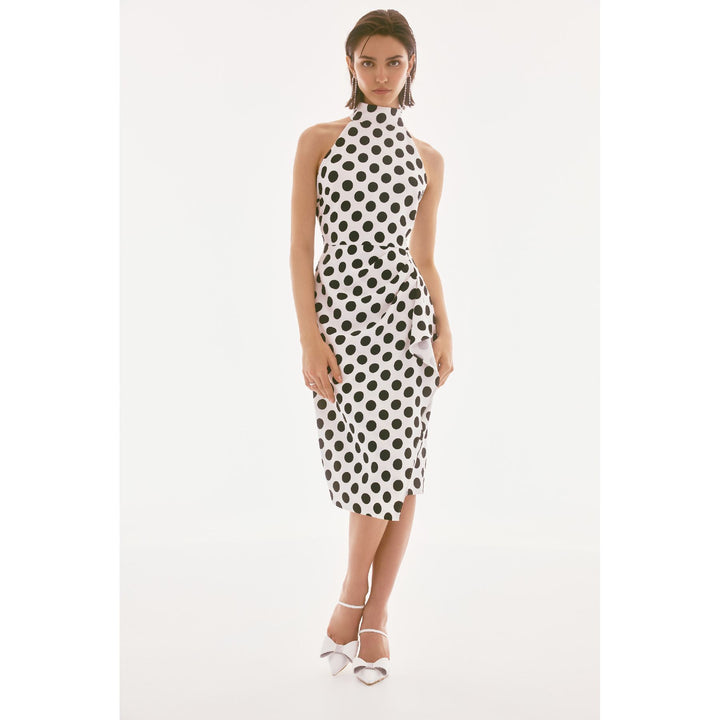 Lux Twill Dot Print Halter Dress
