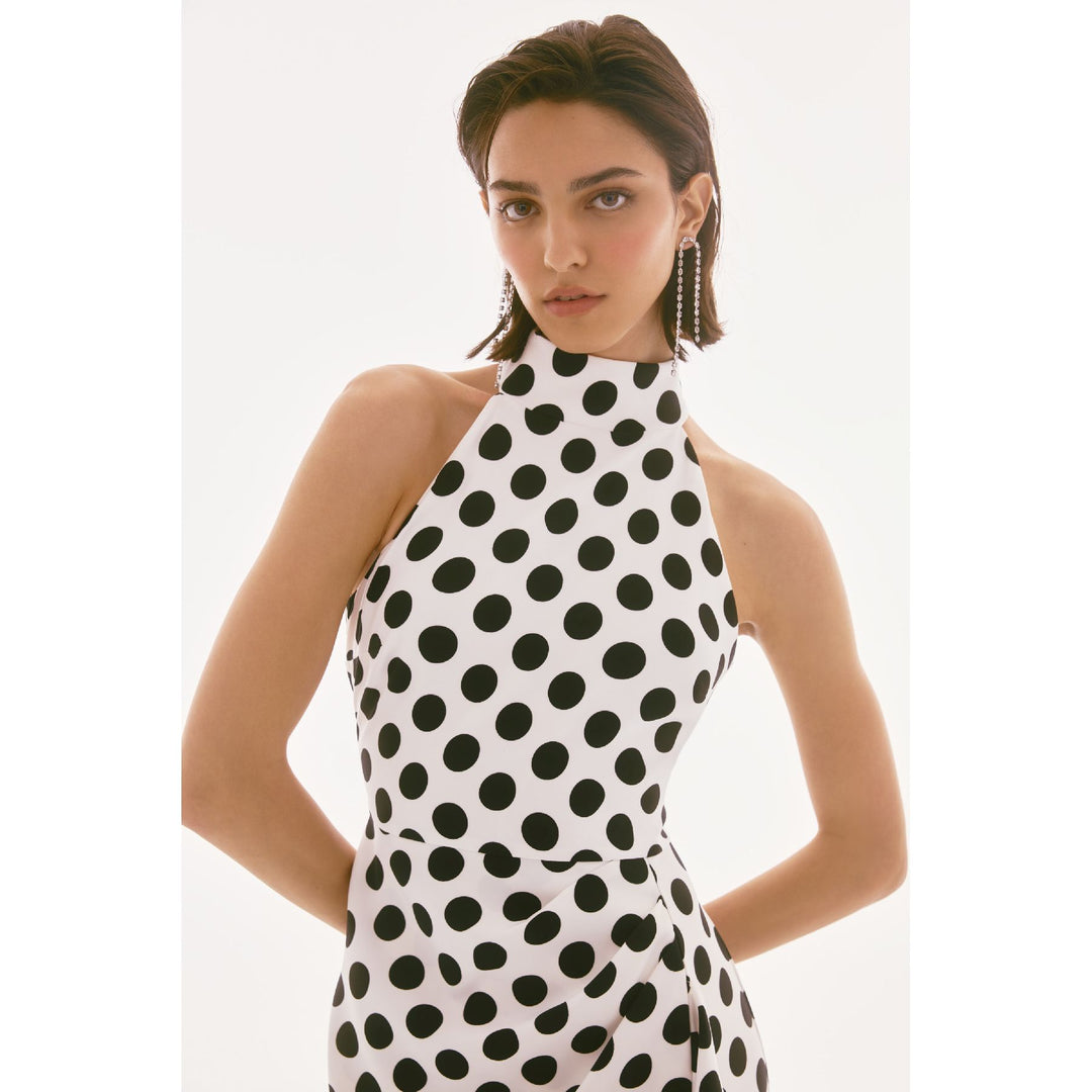 Lux Twill Dot Print Halter Dress