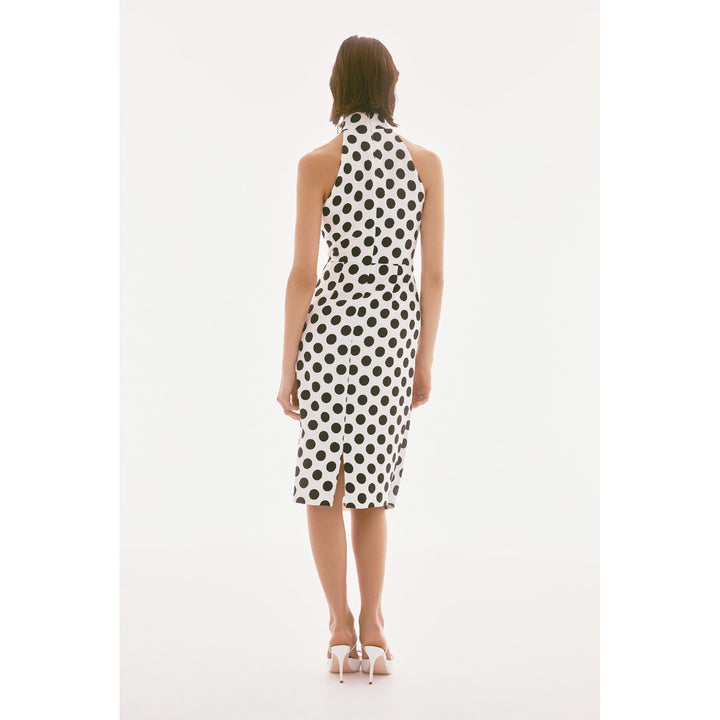 Lux Twill Dot Print Halter Dress