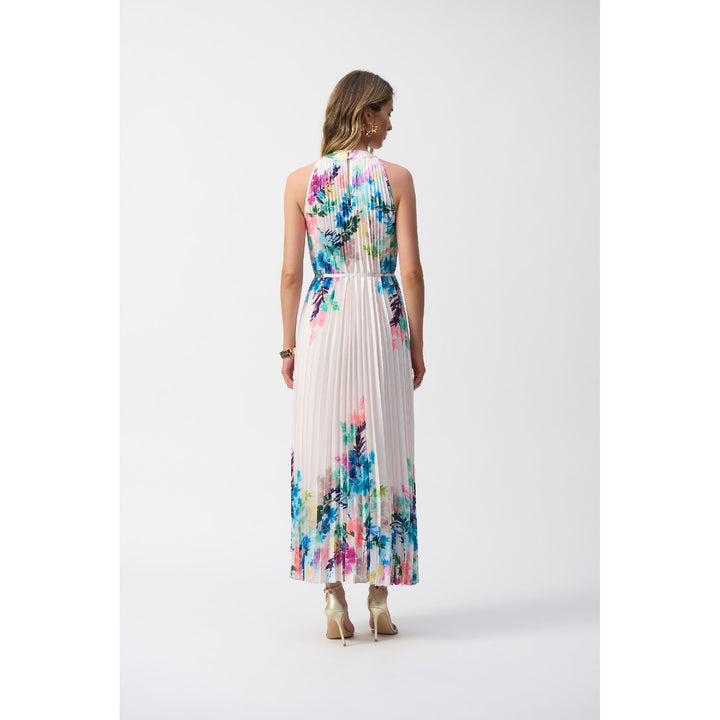 Robe longue plissée en satin à imprimé floral