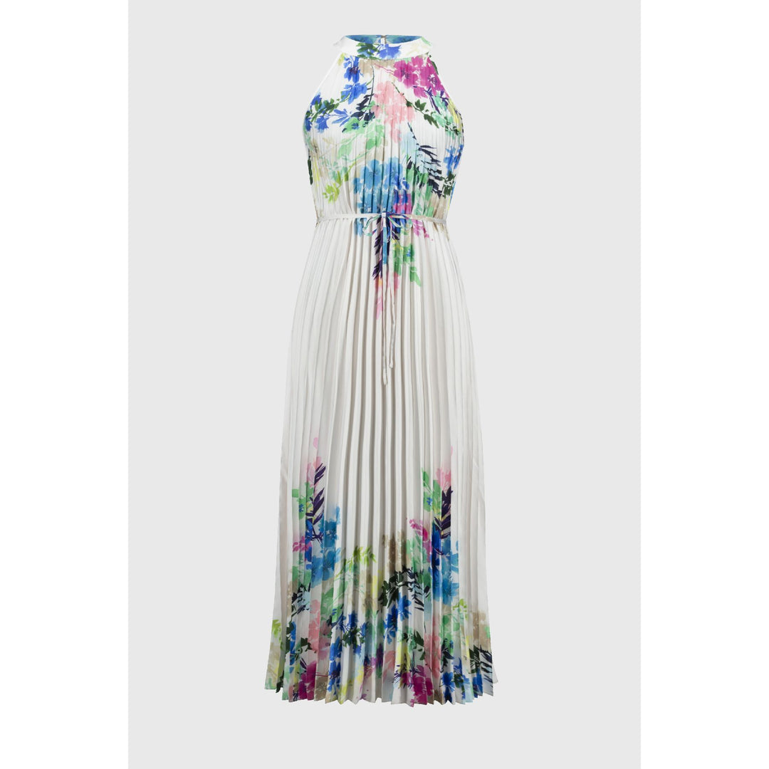 Robe longue plissée en satin à imprimé floral
