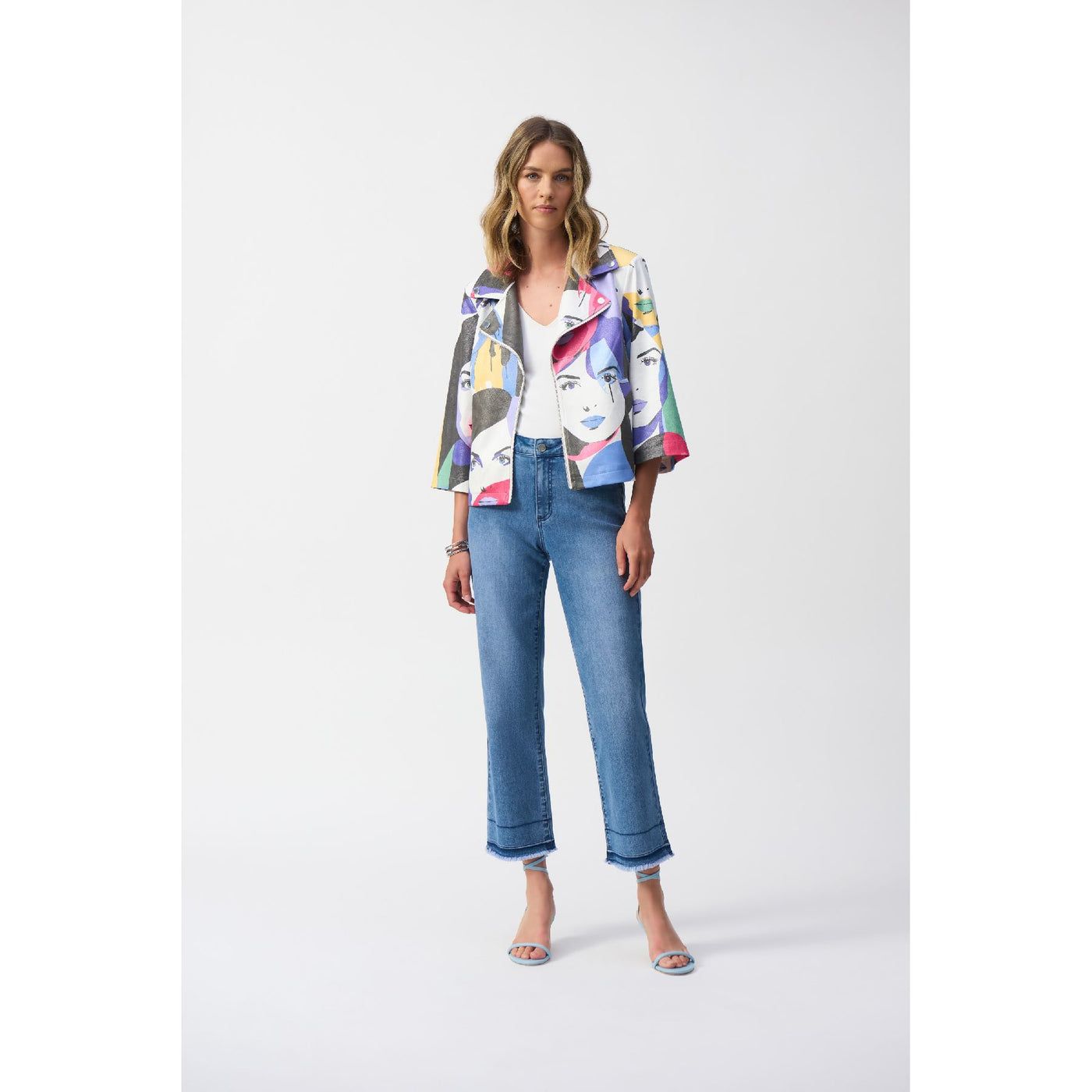 Faux Suede Face Print Trapeze Jacket