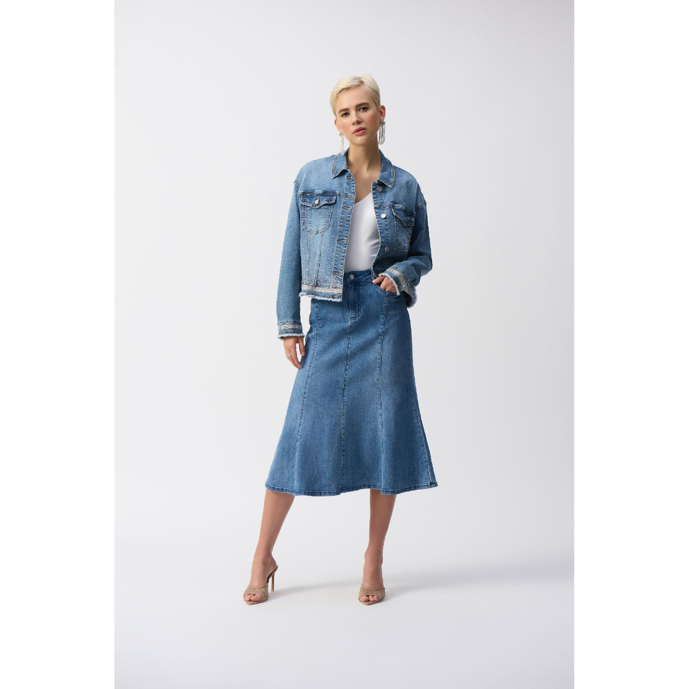 Stretch Denim Trumpet Skirt