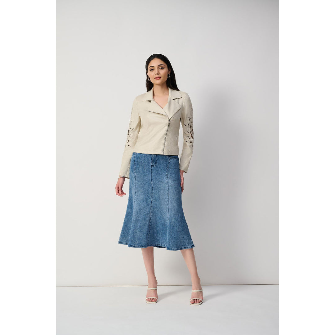 Jupe trompette en denim extensible