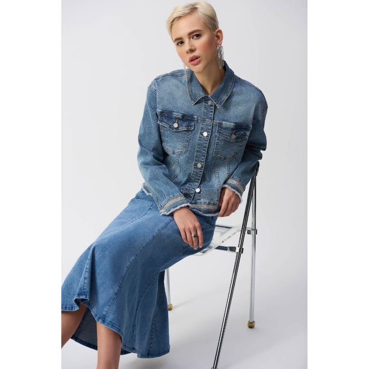 Jupe trompette en denim extensible