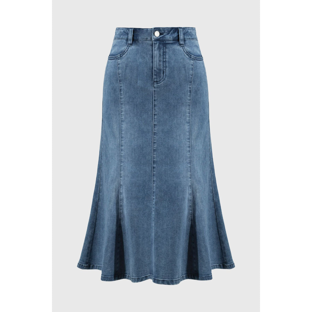 Jupe trompette en denim extensible