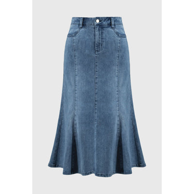 Stretch Denim Trumpet Skirt