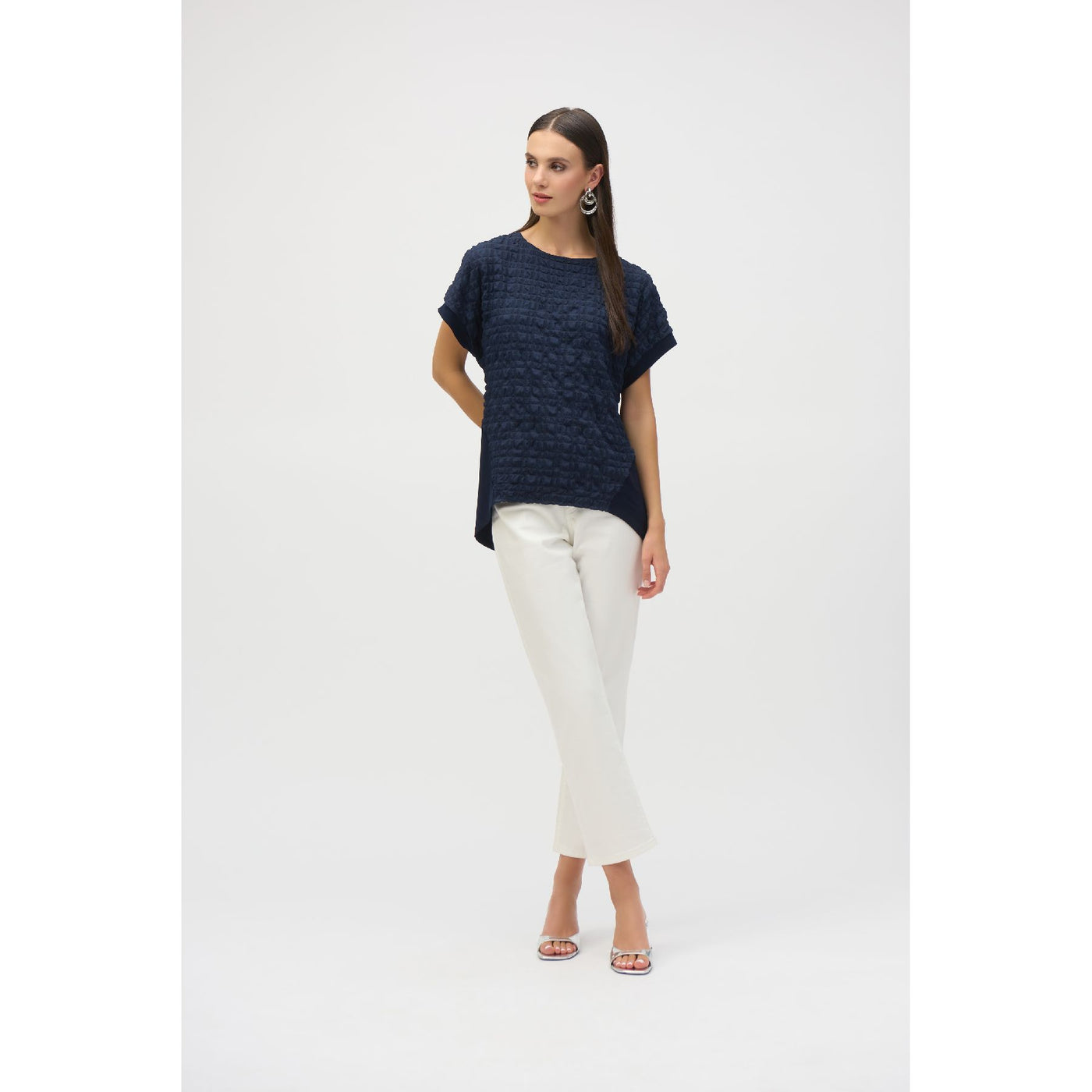 Bubble Jacquard and Silky Knit Straight Top