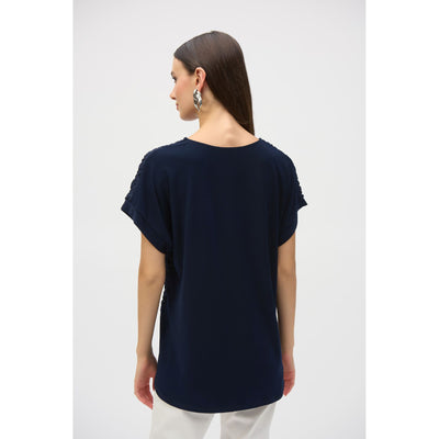 Bubble Jacquard and Silky Knit Straight Top