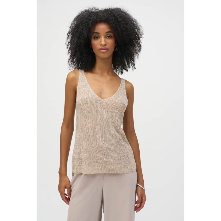 Camisola de punto metalizada con pedrería