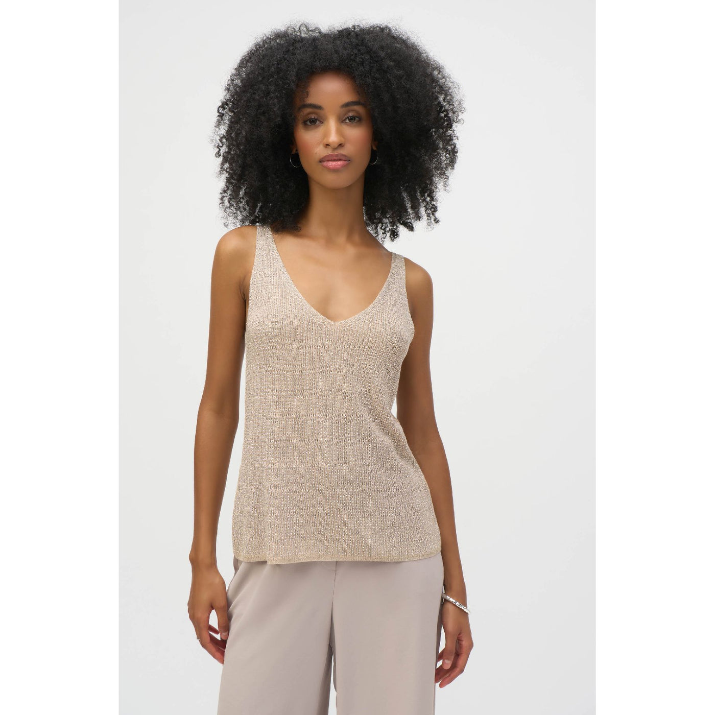 Metallic Knitted Camisole with Rhinestones