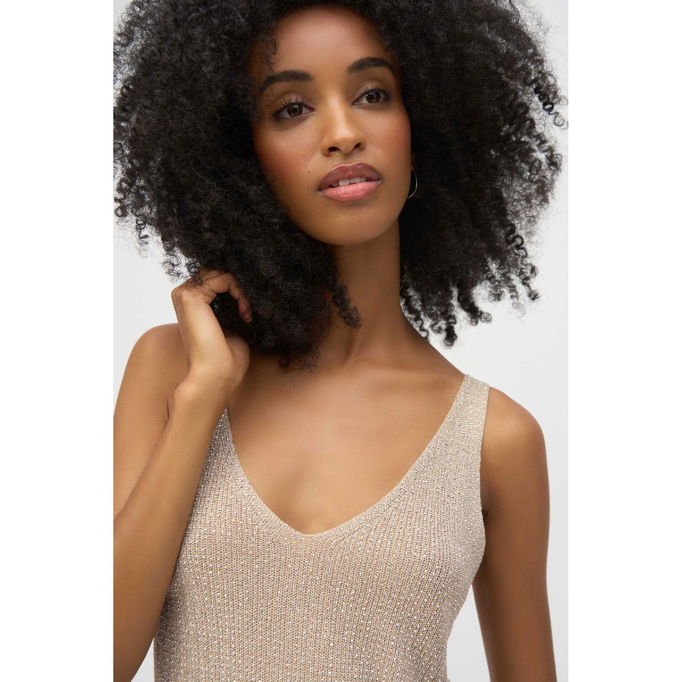 Metallic Knitted Camisole with Rhinestones