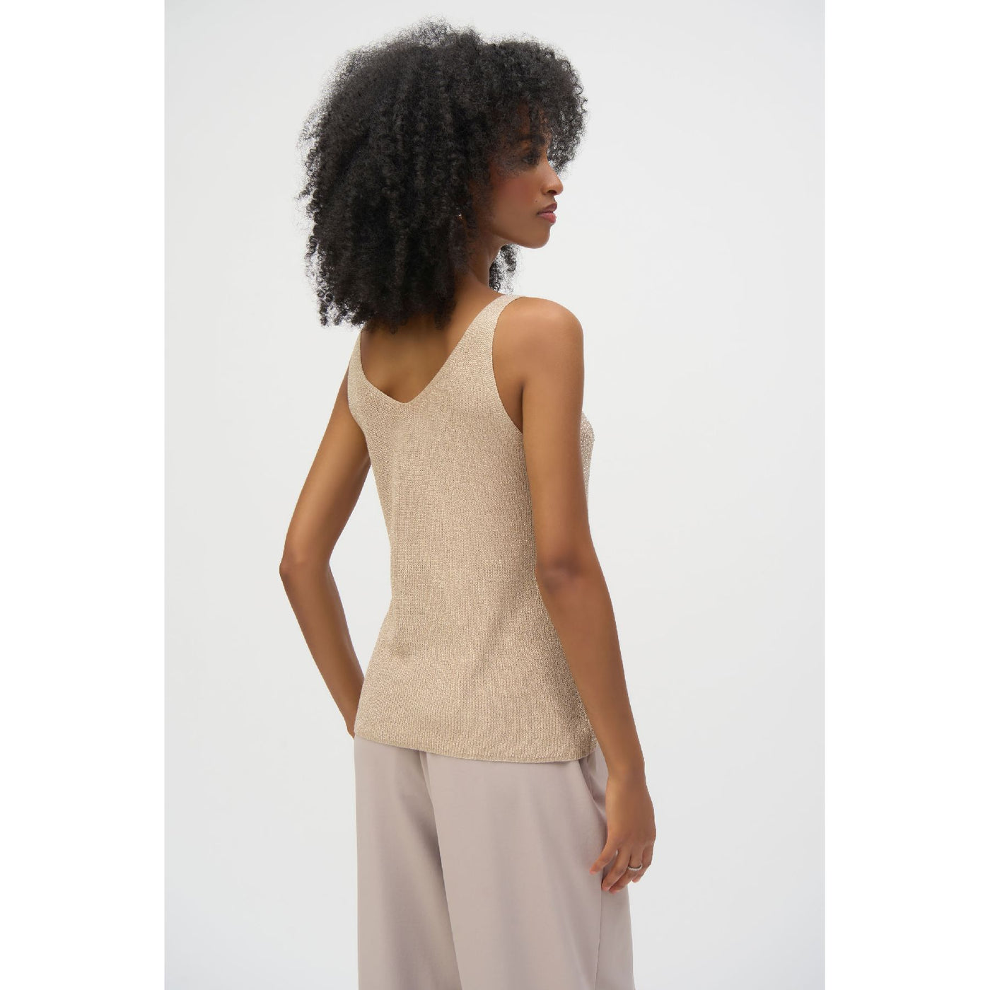 Metallic Knitted Camisole with Rhinestones