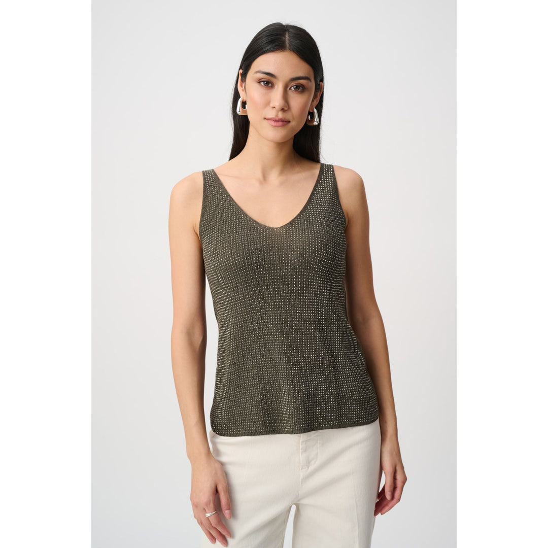 Metallic Knitted Camisole w/ Rhinestones
