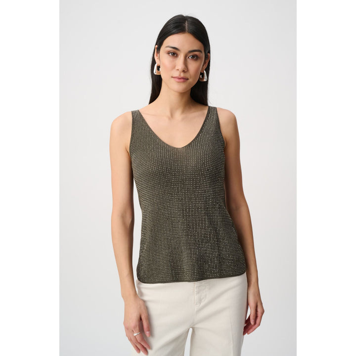 Metallic Knitted Camisole w/ Rhinestones