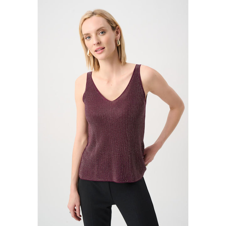Metallic Knitted Camisole w/ Rhinestones