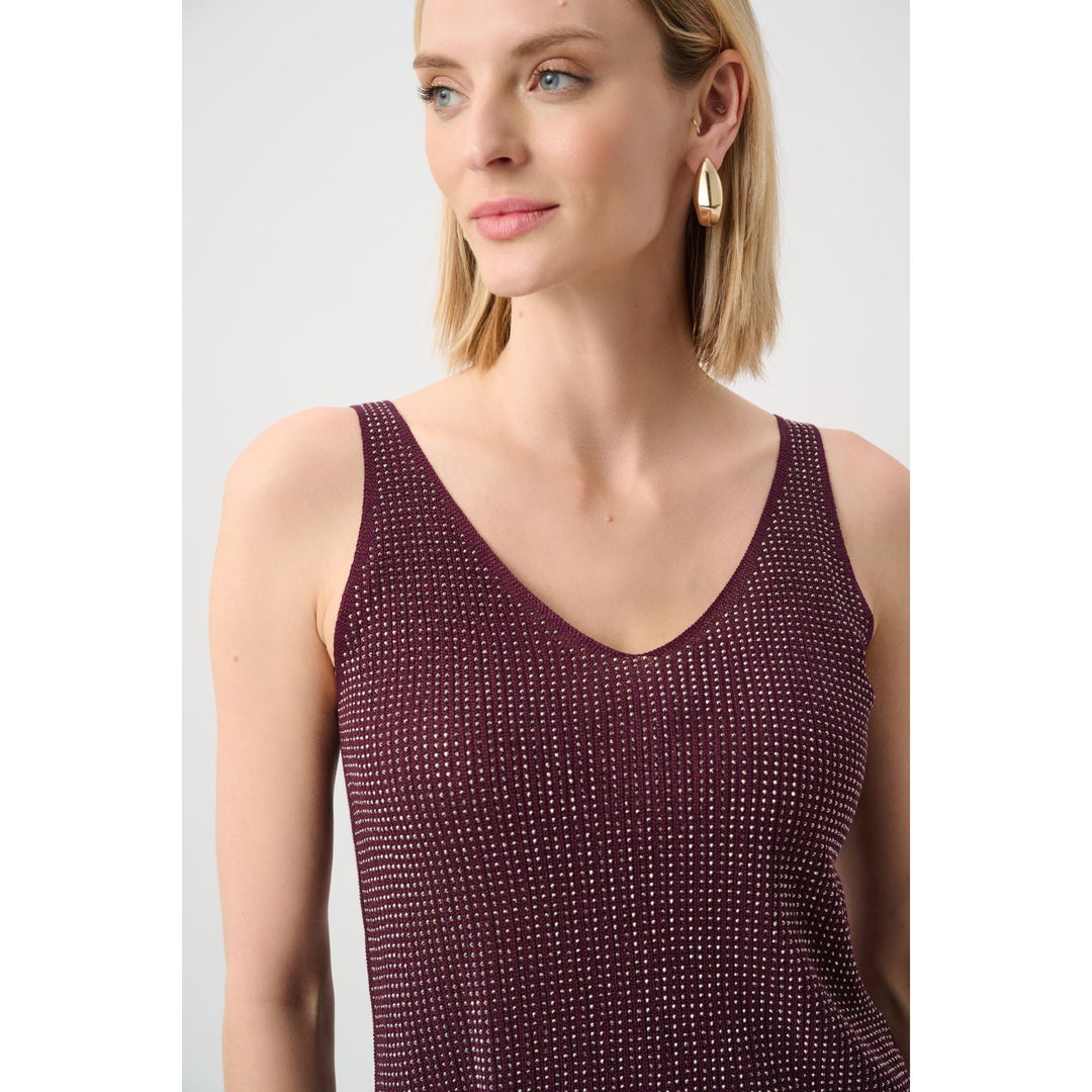 Metallic Knitted Camisole w/ Rhinestones