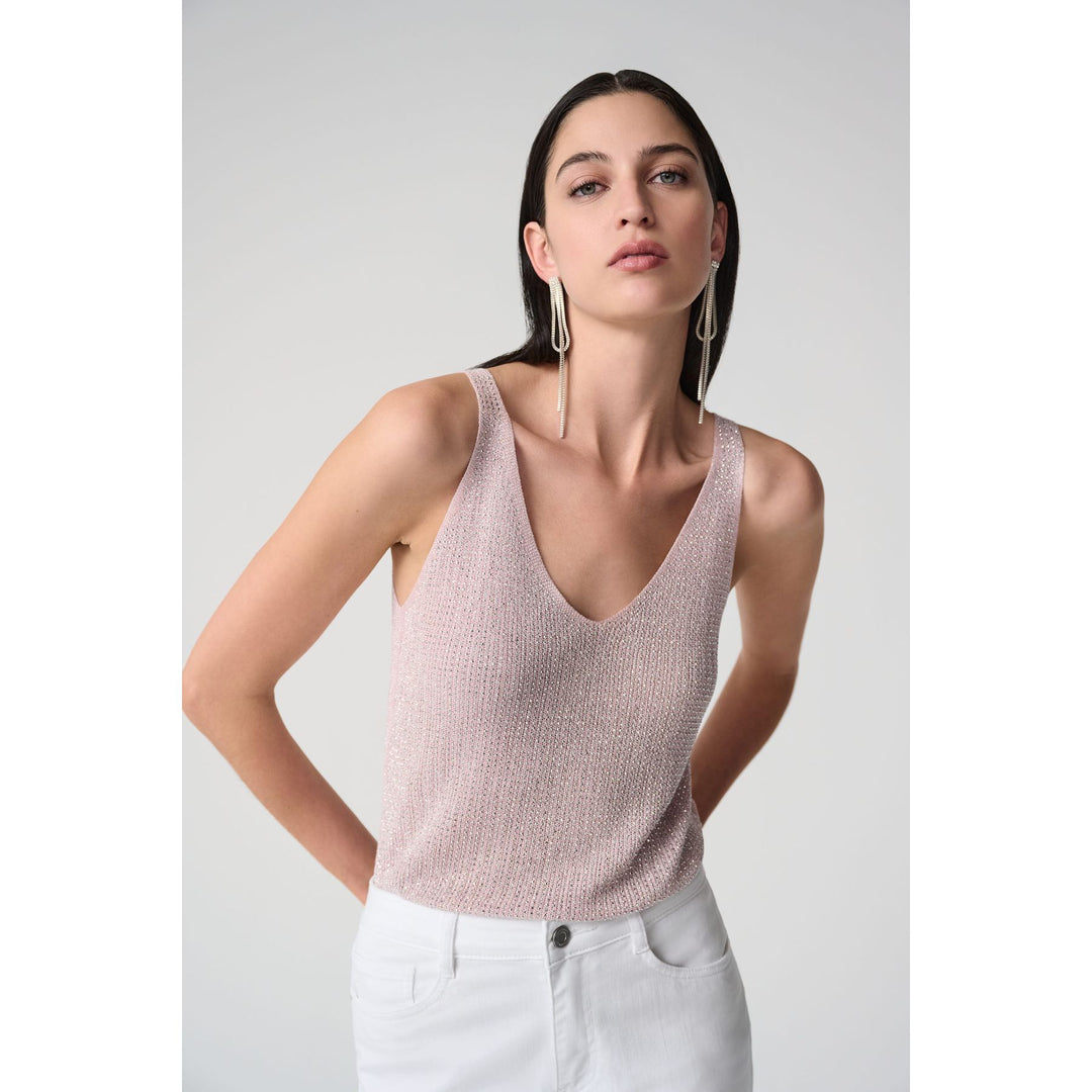 Metallic Knitted Camisole with Rhinestones