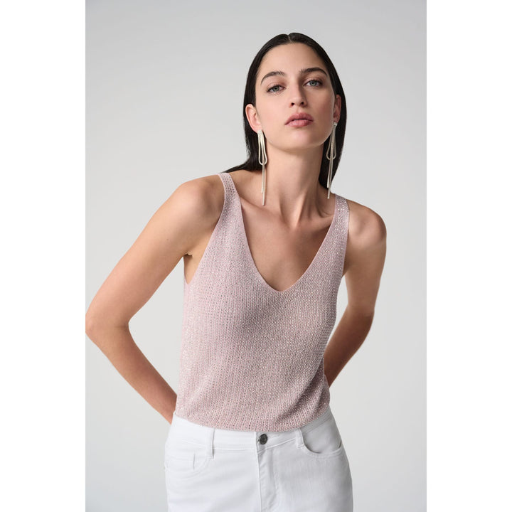 Metallic Knitted Camisole with Rhinestones