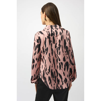 Recycled Satin Animal Print Draped Top