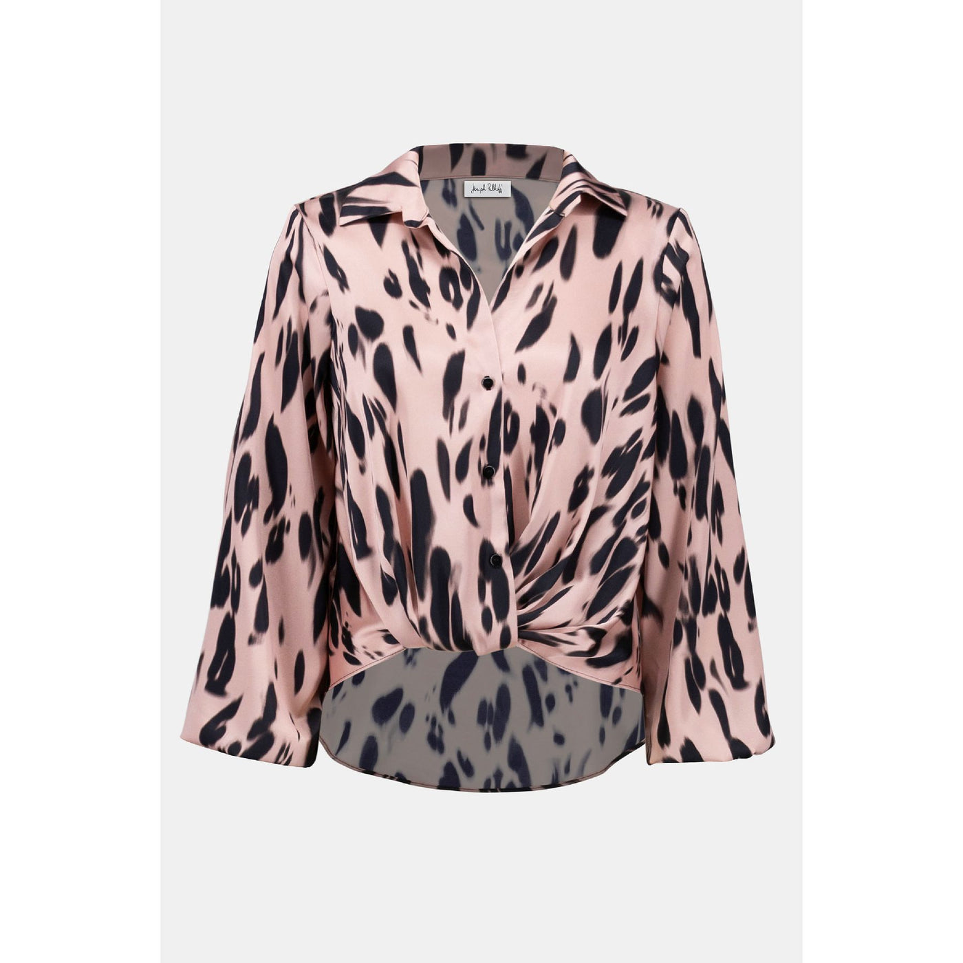 Recycled Satin Animal Print Draped Top