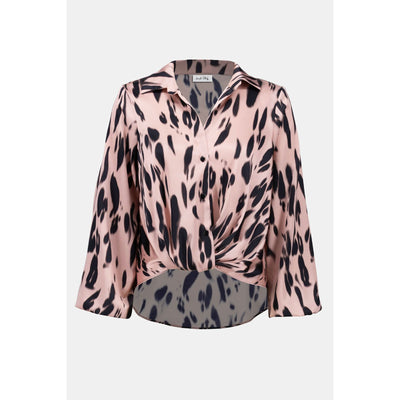 Recycled Satin Animal Print Draped Top