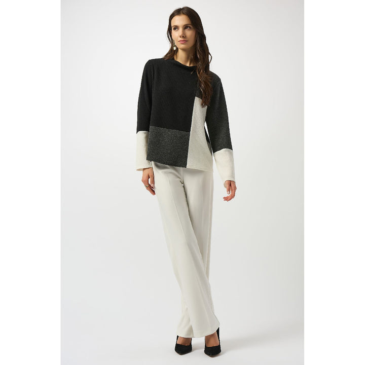 Top cuadrado de punto jacquard con bloques de color