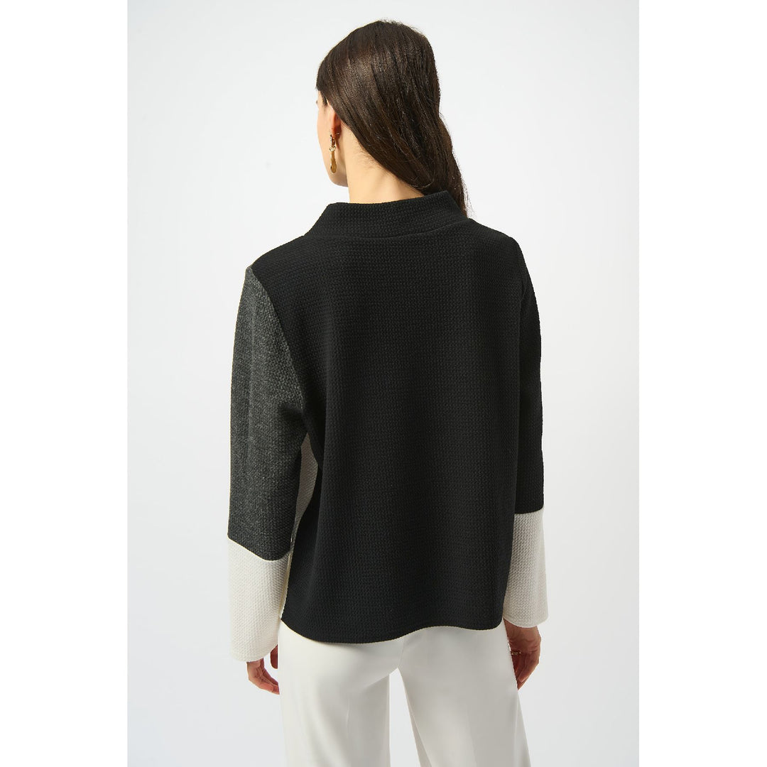 Top cuadrado de punto jacquard con bloques de color