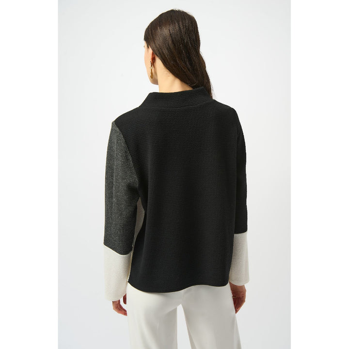 Top cuadrado de punto jacquard con bloques de color