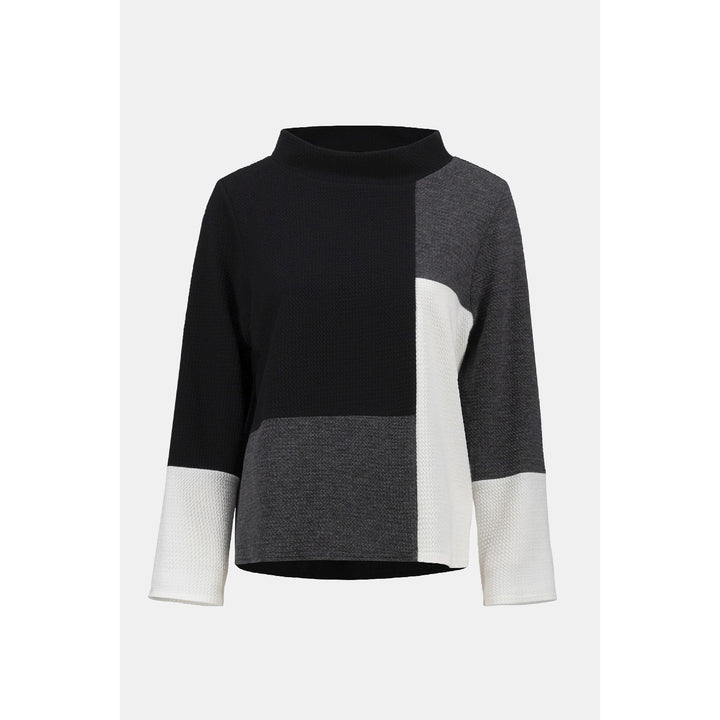 Top cuadrado de punto jacquard con bloques de color