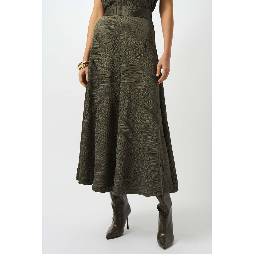 Pleated Satin Long Flared Skirt