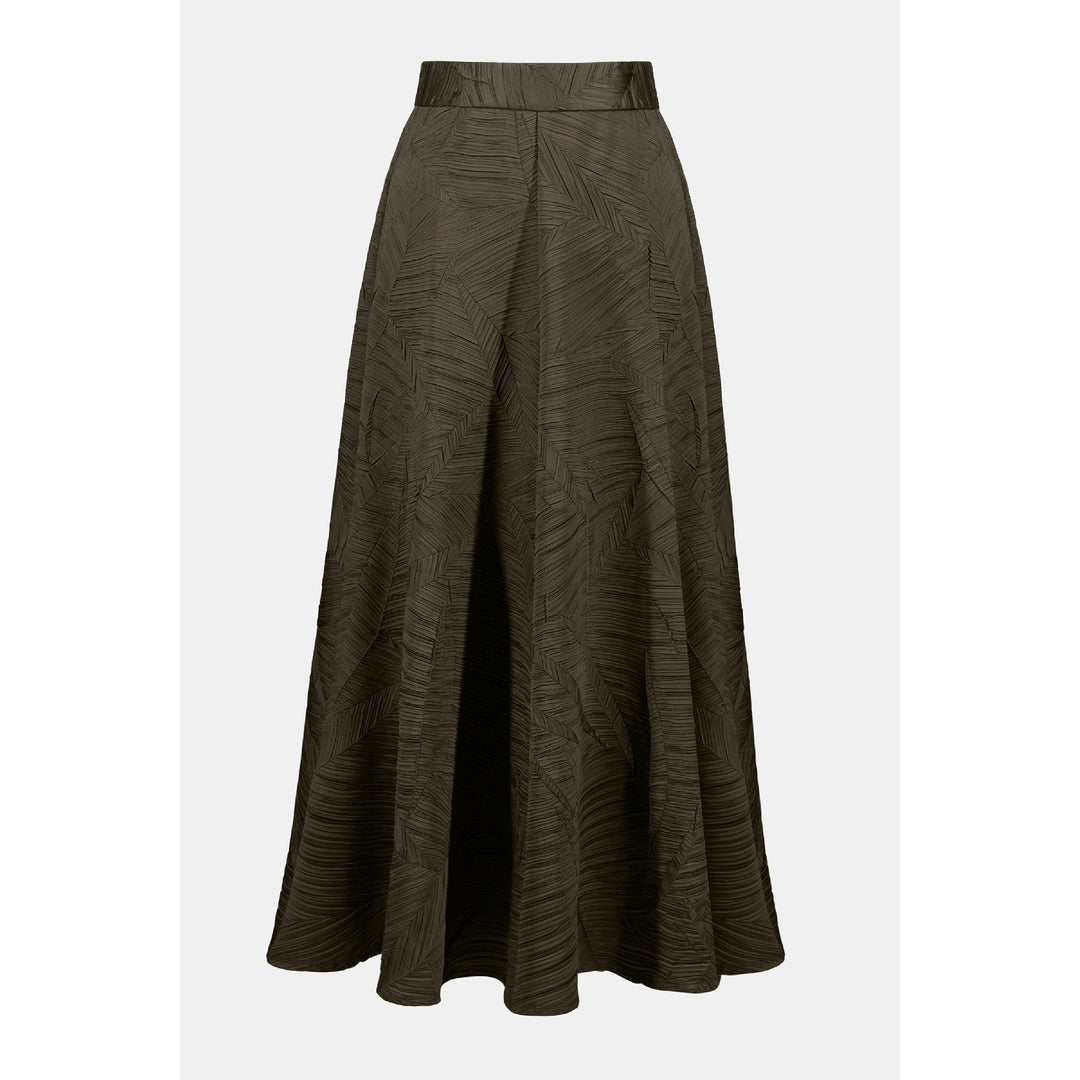 Pleated Satin Long Flared Skirt