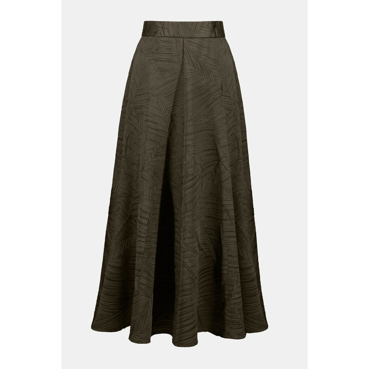 Pleated Satin Long Flared Skirt