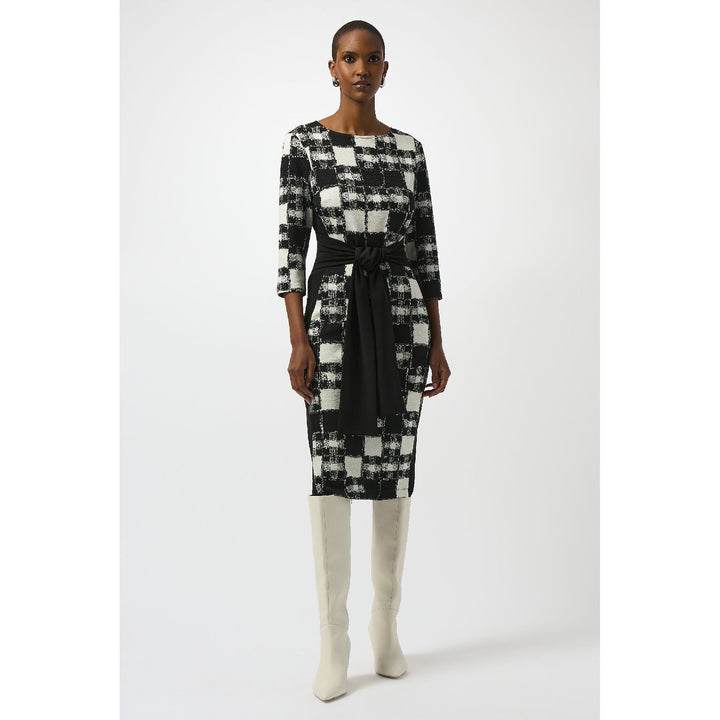 Robe fourreau à imprimé écossais en pull jacquard